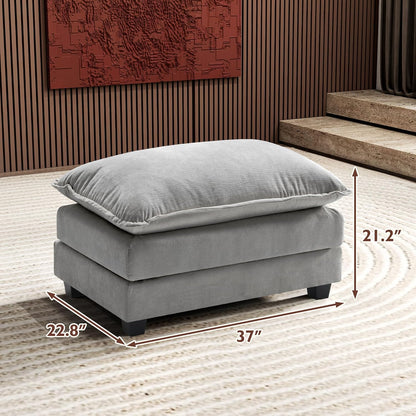 146" U-Shaped Modern Sofa Modular Sectional Cloud Couch with 2 Ottoman, 6-Seat Chenille Deep Seat Sofa with 6 Pillows for Living Room, Bedroom and Apartment, Grey