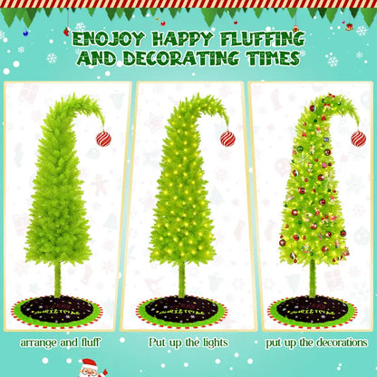 2025 New Flocked Green Christmas Tree 6ft LED Lighting for Home Office & Holiday Parties Cozy Winter Wonderland Decor Ornaments Not Included