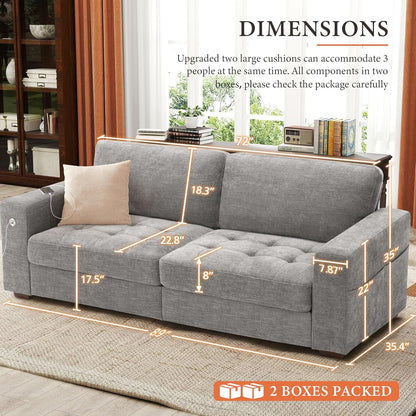 146" U-Shaped Modern Sofa Modular Sectional Cloud Couch with 2 Ottoman, 6-Seat Chenille Deep Seat Sofa with 6 Pillows for Living Room, Bedroom and Apartment, Grey