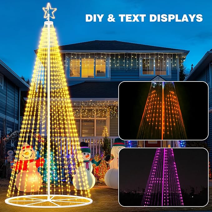 Outdoor Christmas Lights Show Set, 20 ft Smart Outside Prelit Christmas Tree Lights, App Control & Music Sync LED ChristmasLight for Party Wedding Outdoor Christma Decorations