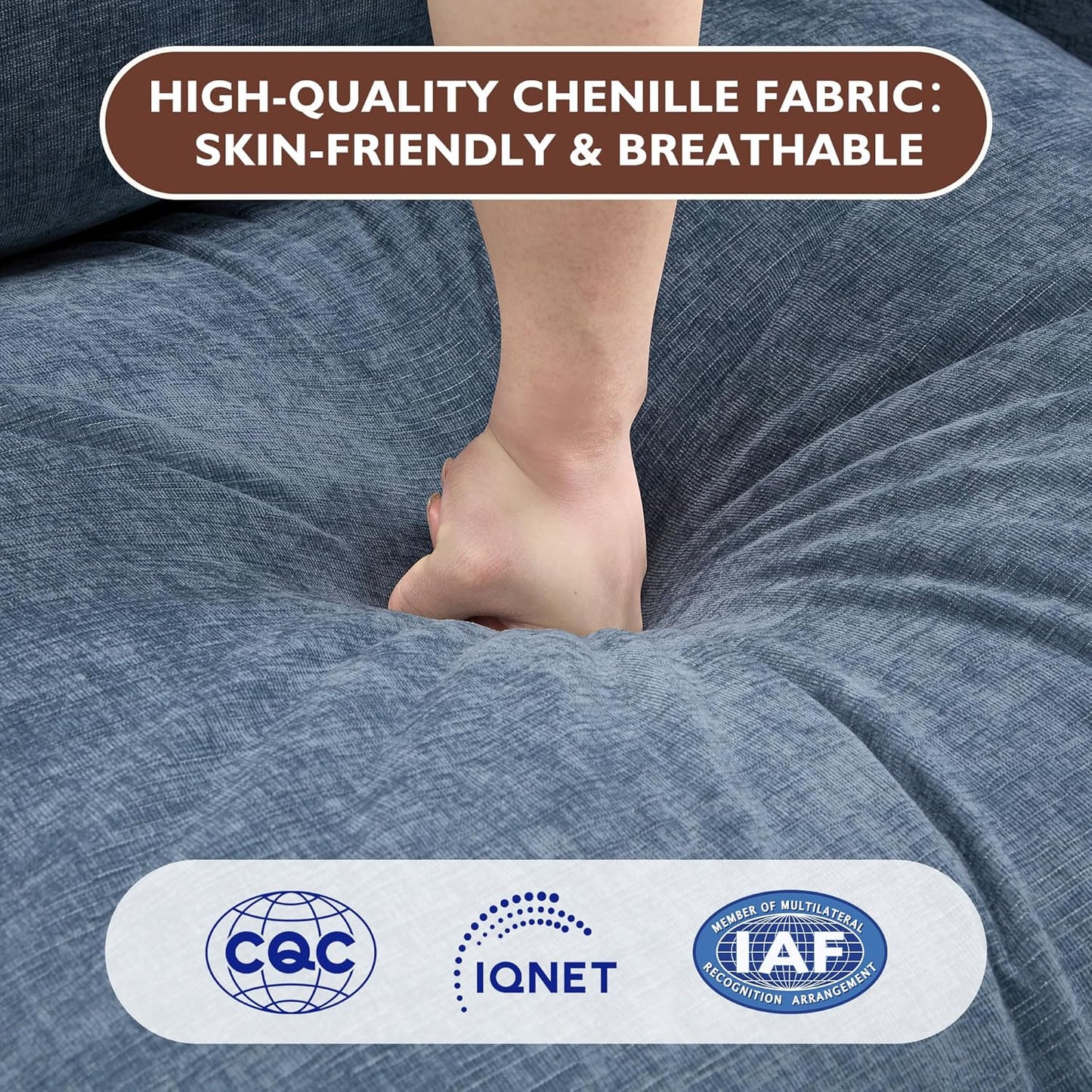 146" U-Shaped Modern Sofa Modular Sectional Cloud Couch with 2 Ottoman, 6-Seat Chenille Deep Seat Sofa with 6 Pillows for Living Room, Bedroom and Apartment, Grey