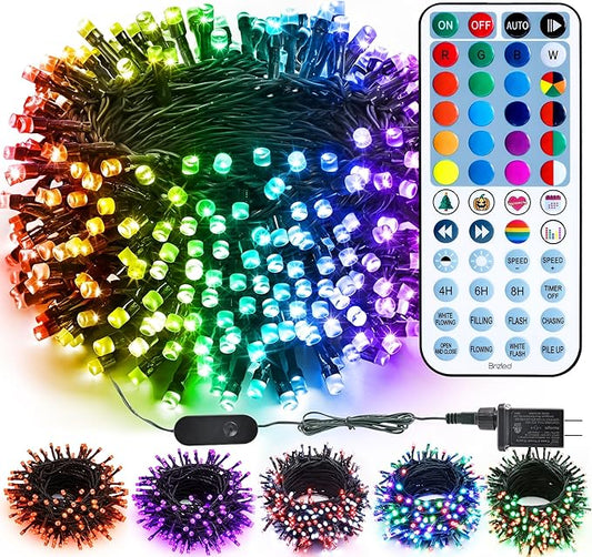 66ft 200 LED RGB Christmas Lights Music Sync, 120+ Modes Remote Dimmable Outdoor Christmas Light, Mini Tree Light Indoor Plugin for Xmas
