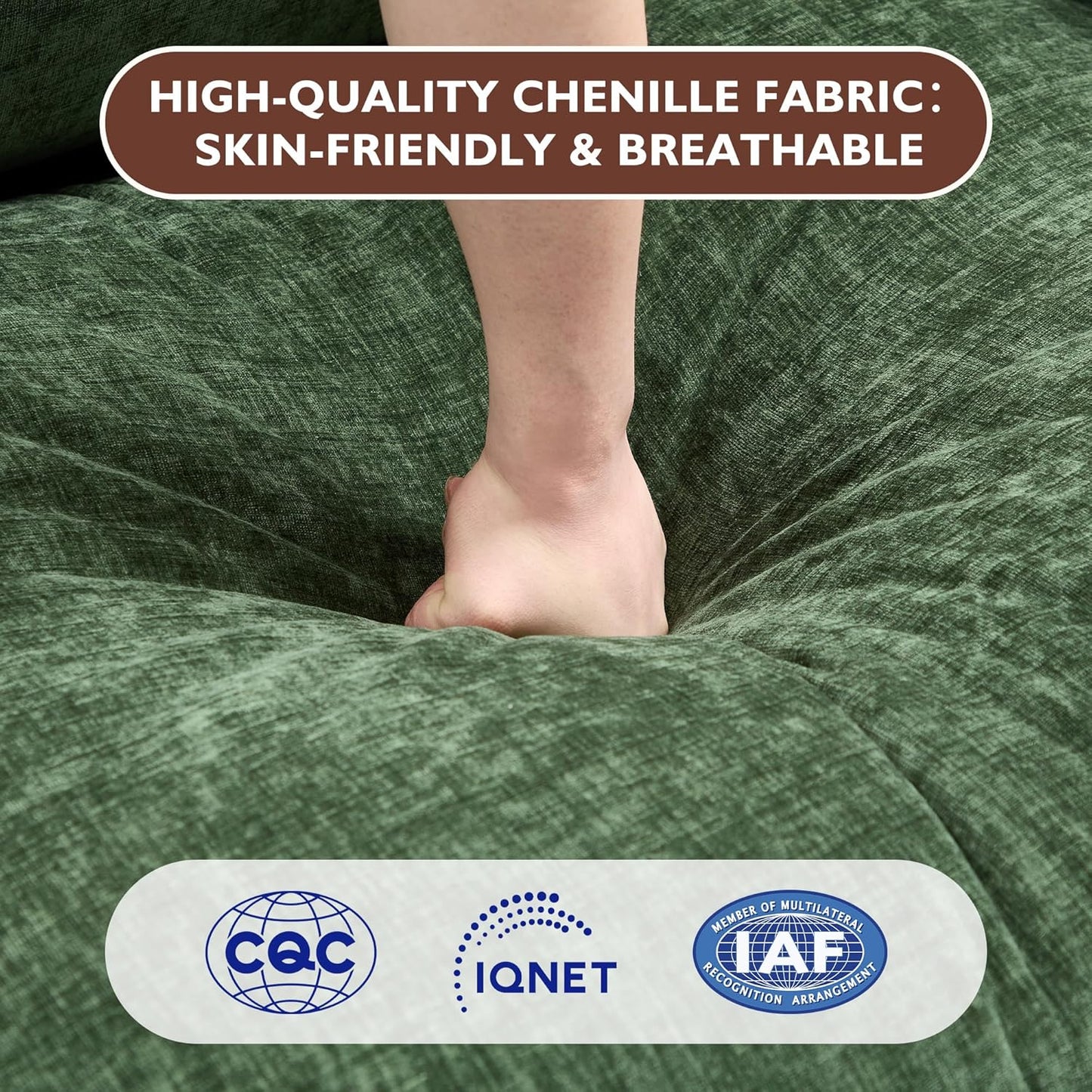 146" U-Shaped Modern Sofa Modular Sectional Cloud Couch with 2 Ottoman, 6-Seat Chenille Deep Seat Sofa with 6 Pillows for Living Room, Bedroom and Apartment, Grey