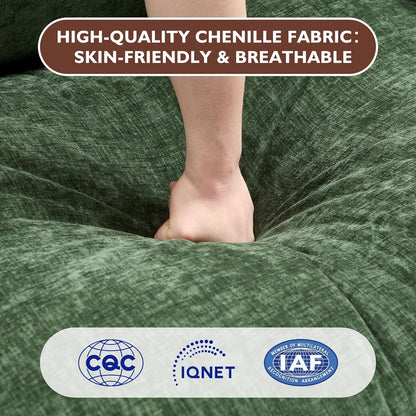 146" U-Shaped Modern Sofa Modular Sectional Cloud Couch with 2 Ottoman, 6-Seat Chenille Deep Seat Sofa with 6 Pillows for Living Room, Bedroom and Apartment, Grey