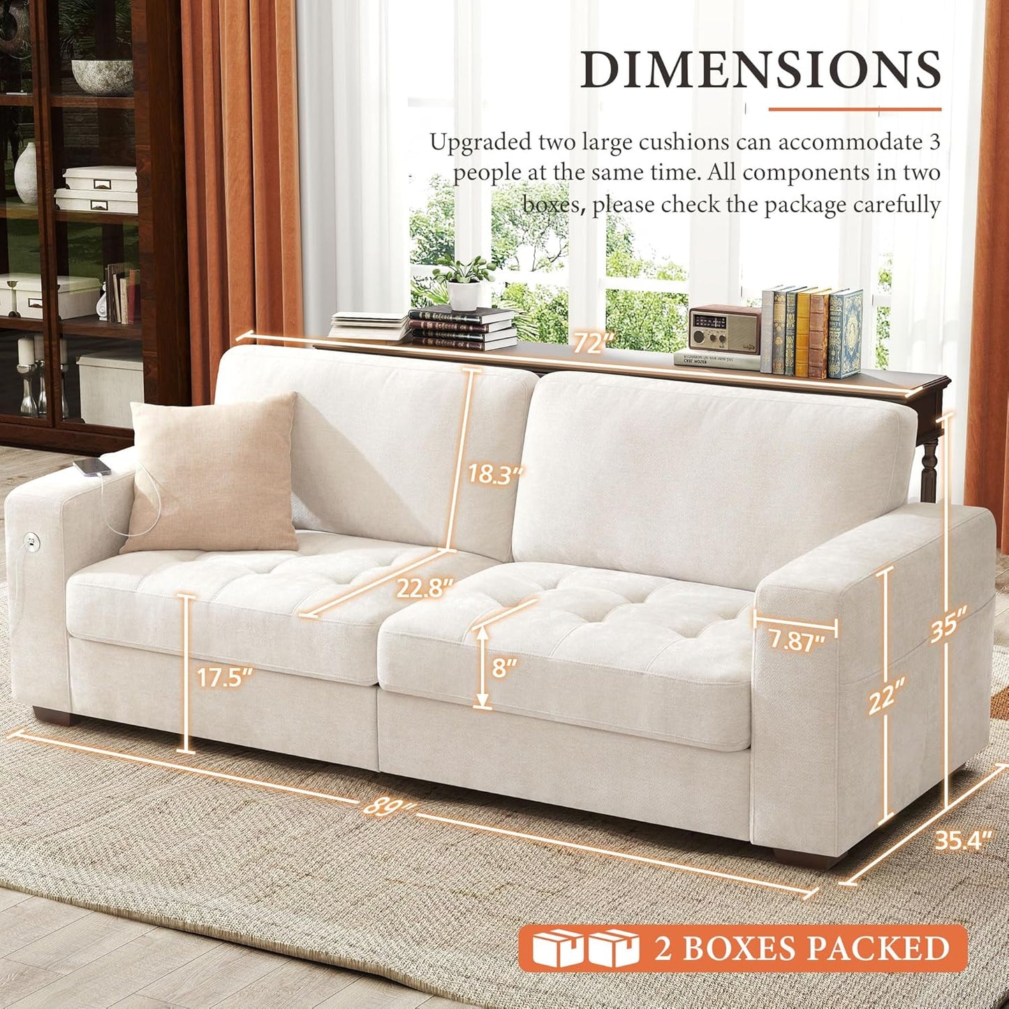 146" U-Shaped Modern Sofa Modular Sectional Cloud Couch with 2 Ottoman, 6-Seat Chenille Deep Seat Sofa with 6 Pillows for Living Room, Bedroom and Apartment, Grey