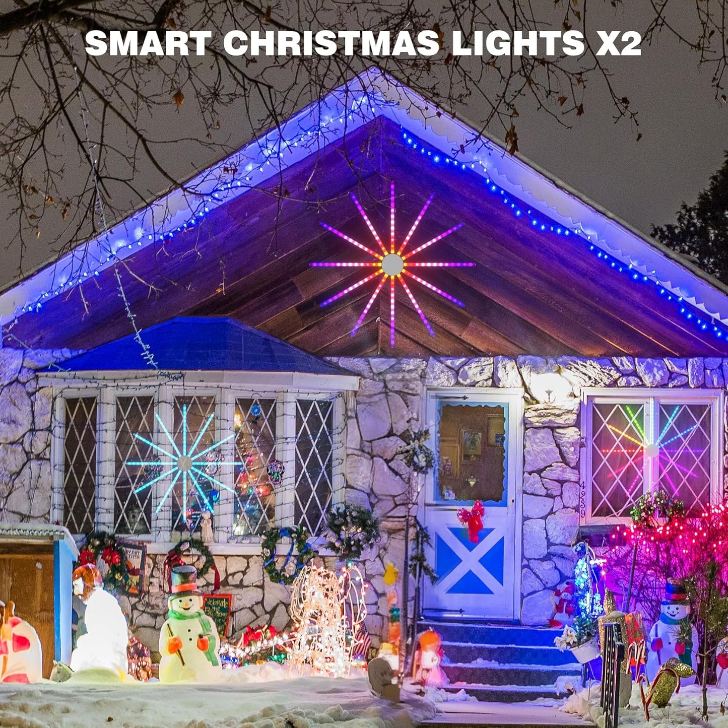 Outdoor Christmas Lights Show Set, 20 ft Smart Outside Prelit Christmas Tree Lights, App Control & Music Sync LED ChristmasLight for Party Wedding Outdoor Christma Decorations