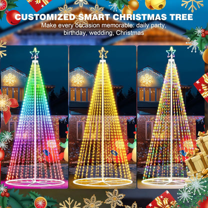 Outdoor Christmas Lights Show Set, 20 ft Smart Outside Prelit Christmas Tree Lights, App Control & Music Sync LED ChristmasLight for Party Wedding Outdoor Christma Decorations
