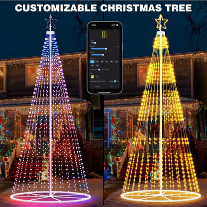 Outdoor Christmas Lights Show Set, 20 ft Smart Outside Prelit Christmas Tree Lights, App Control & Music Sync LED ChristmasLight for Party Wedding Outdoor Christma Decorations