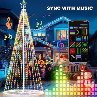 Outdoor Christmas Lights Show Set, 20 ft Smart Outside Prelit Christmas Tree Lights, App Control & Music Sync LED ChristmasLight for Party Wedding Outdoor Christma Decorations