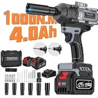 【Black Friday Deal】 12ooN.m Cordless Impact Wrench, 885Ft-lbs 1/2 inch Electric Impact Gun, High Torque Brushless Impact Wrench 2x 4.0Ah Battery, Fast Charger & 6 Sockets