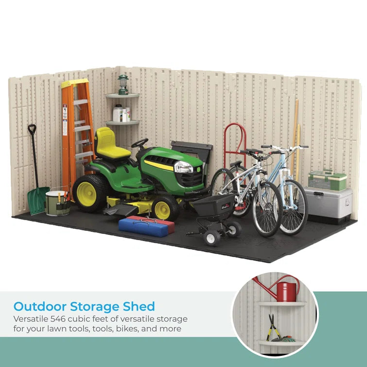 Suncast Outdoor Vanilla 8 ft. W x 10 ft. D Resin Storage Shed