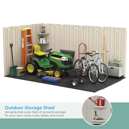 Suncast Outdoor Vanilla 8 ft. W x 10 ft. D Resin Storage Shed