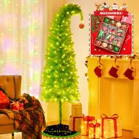 2025 New Flocked Green Christmas Tree 6ft LED Lighting for Home Office & Holiday Parties Cozy Winter Wonderland Decor Ornaments Not Included