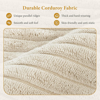 38.5" Accent Chair with Movable Ottoman, Comfy Corduroy Armchair with Spring Cushion, Reading Chair with Ottoman, Modern Single Sofa for Living Room, Bedroom and Apartment, Beige