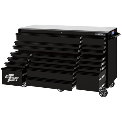 Extreme Tools 72″ x 30″, 19 Drawer Roller Cabinet with 250 lbs. drawer slides, RX 250 Series