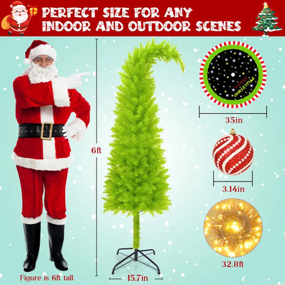 2025 New Flocked Green Christmas Tree 6ft LED Lighting for Home Office & Holiday Parties Cozy Winter Wonderland Decor Ornaments Not Included