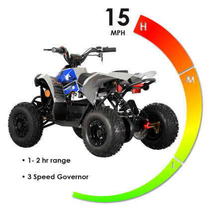 Pioneer 1200W Kids ATV 4 Wheeler with 14" Tires - Blue